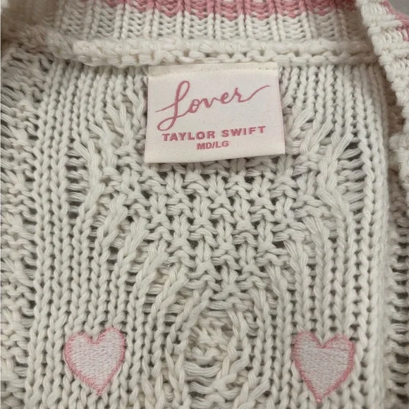 Taylor Swift Lover White and Pink Heart Cardigan - Picture 3 of 4